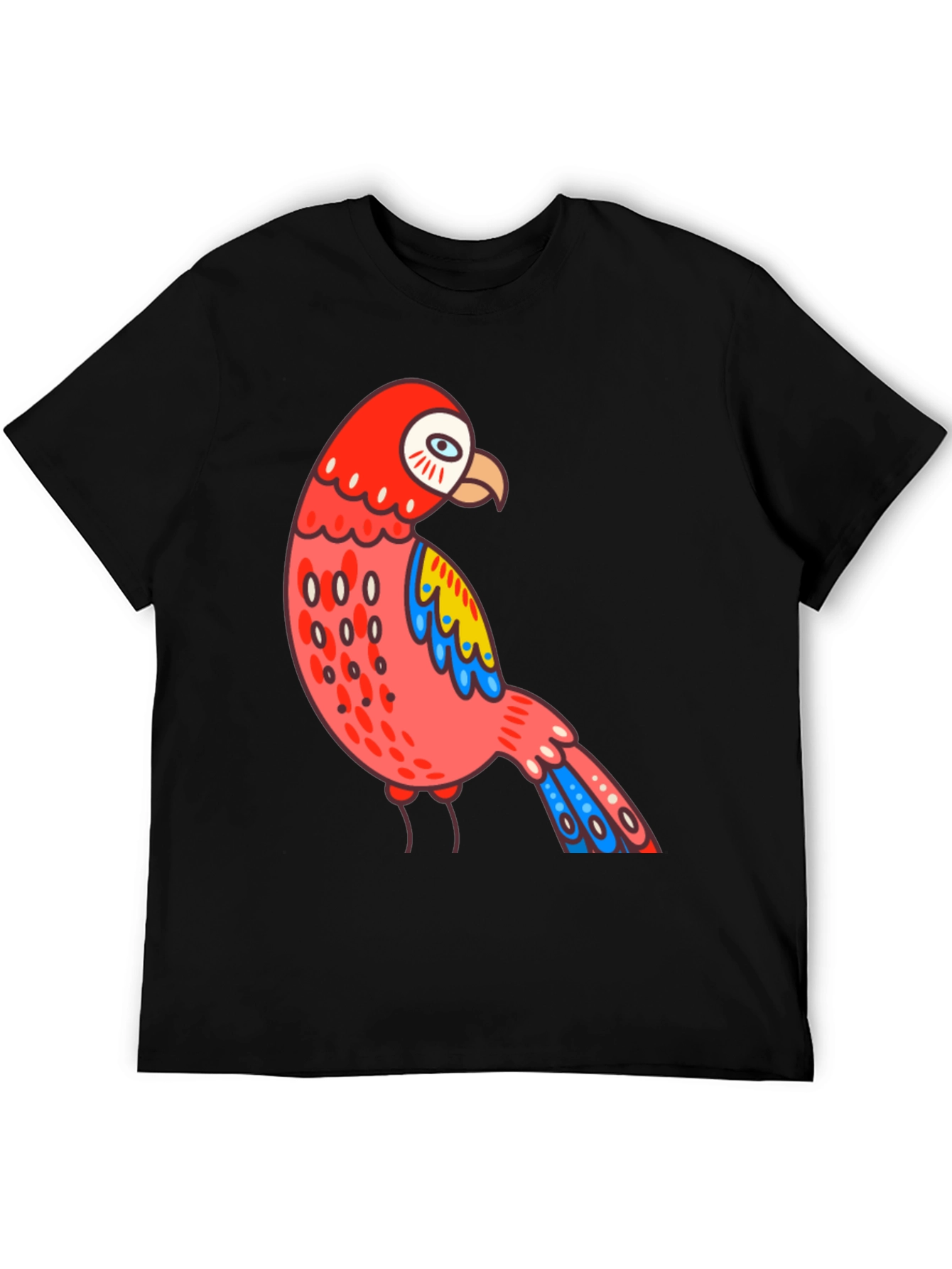 Black Parrot T-Shirt Quirky Bird Graphic Tee