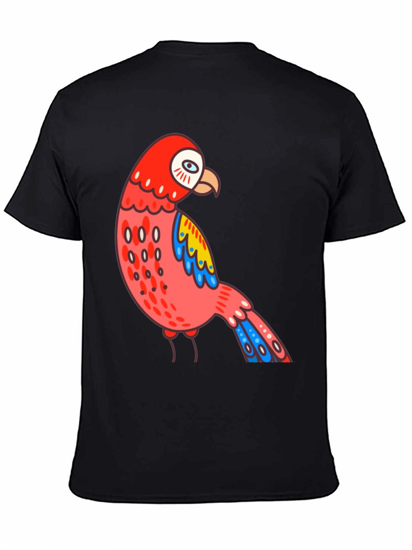 Black Parrot T-Shirt Quirky Bird Graphic Tee