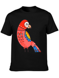Black Parrot T-Shirt Quirky Bird Graphic Tee