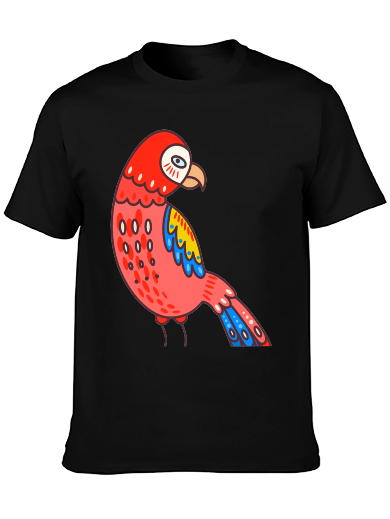 Black Parrot T-Shirt Quirky Bird Graphic Tee