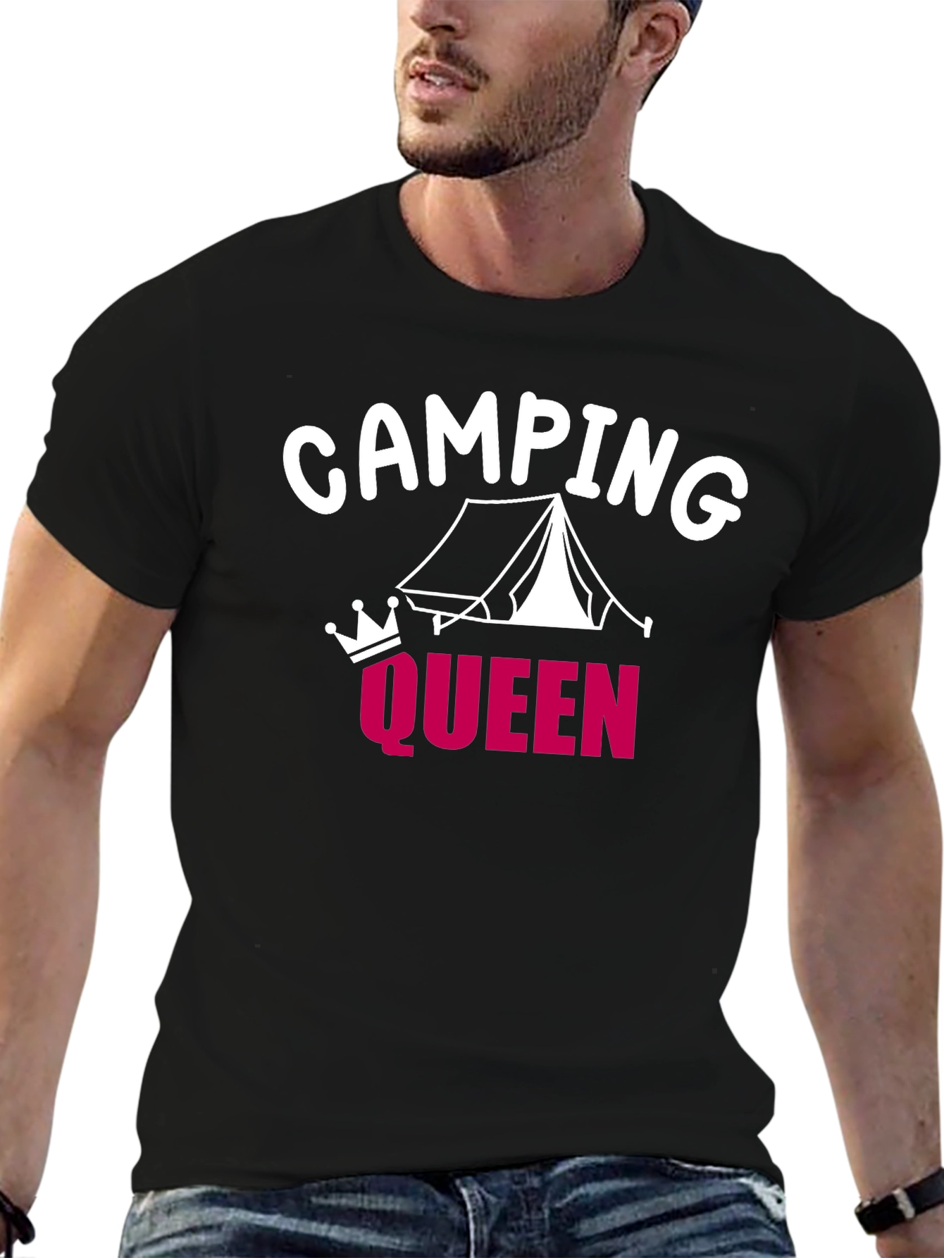 Camping Queen Black T-Shirt - Graphic Tee