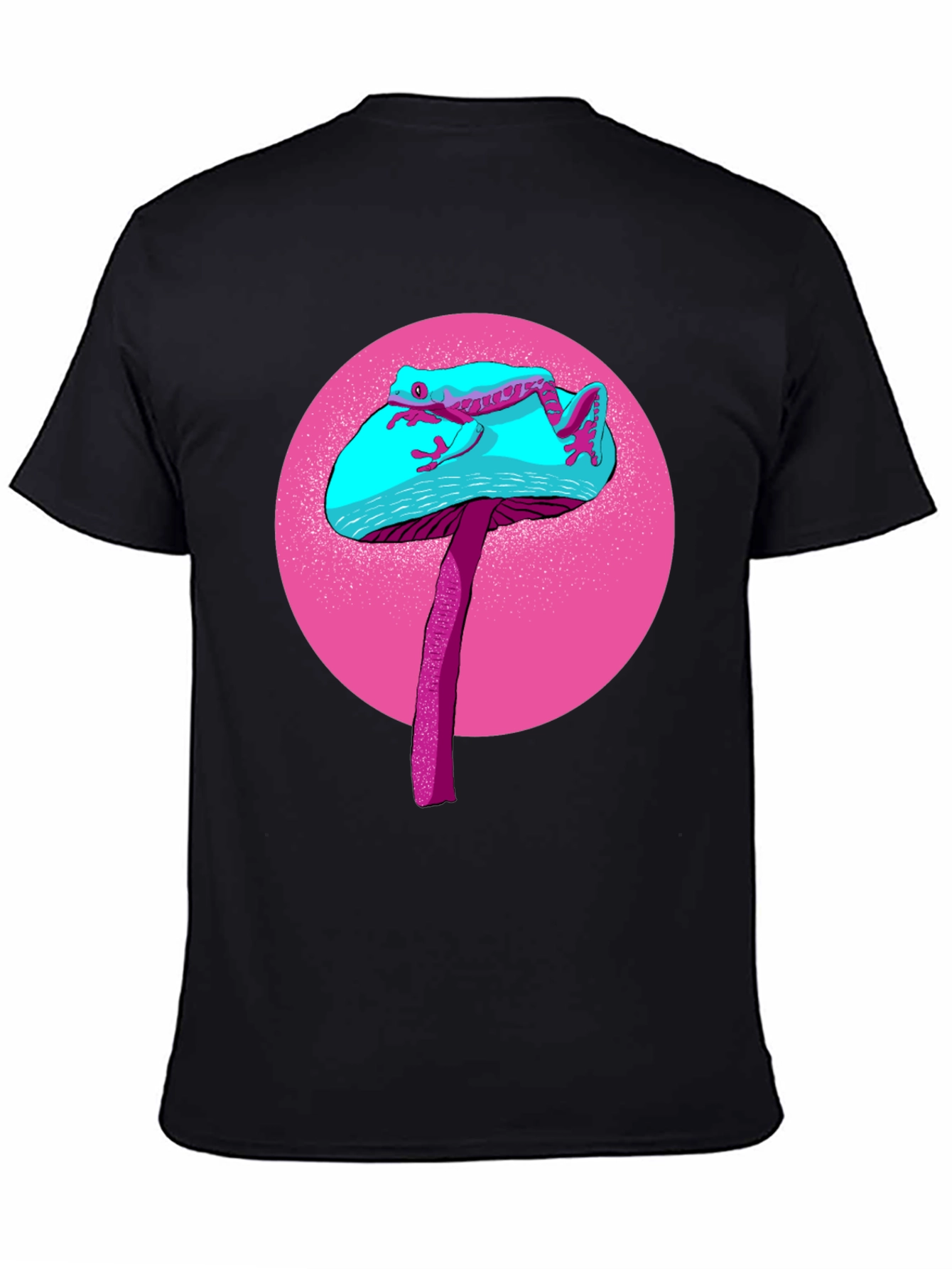 Frog on Mushroom Graphic Tee - Black