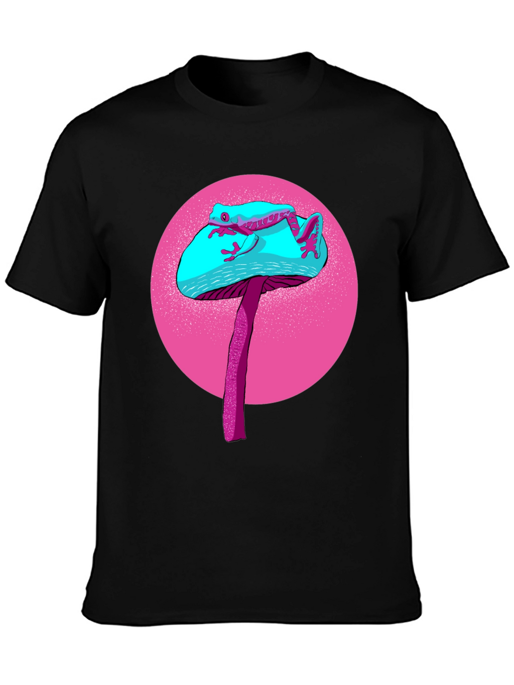 Frog on Mushroom Graphic Tee - Black