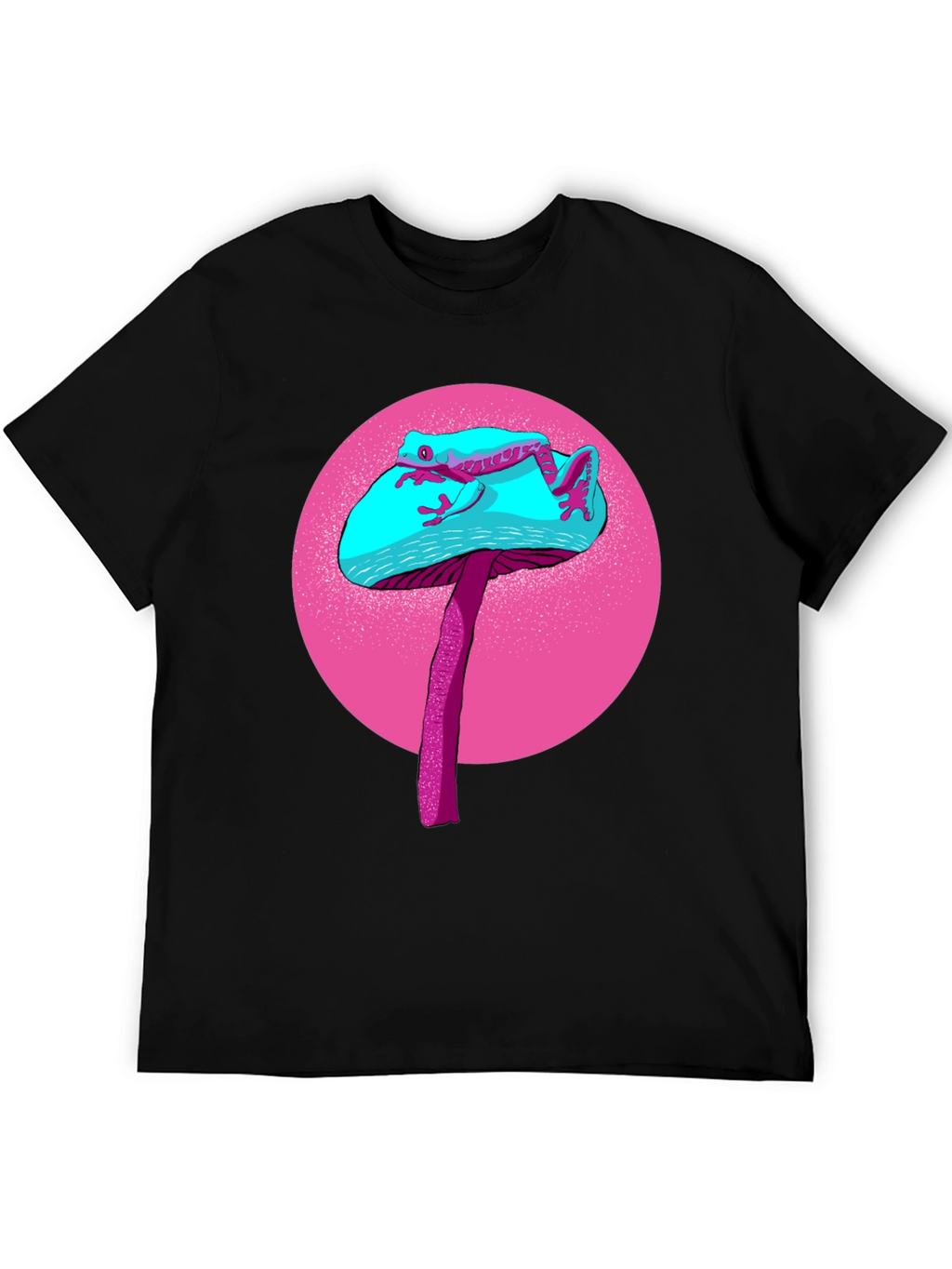 Frog on Mushroom Graphic Tee - Black