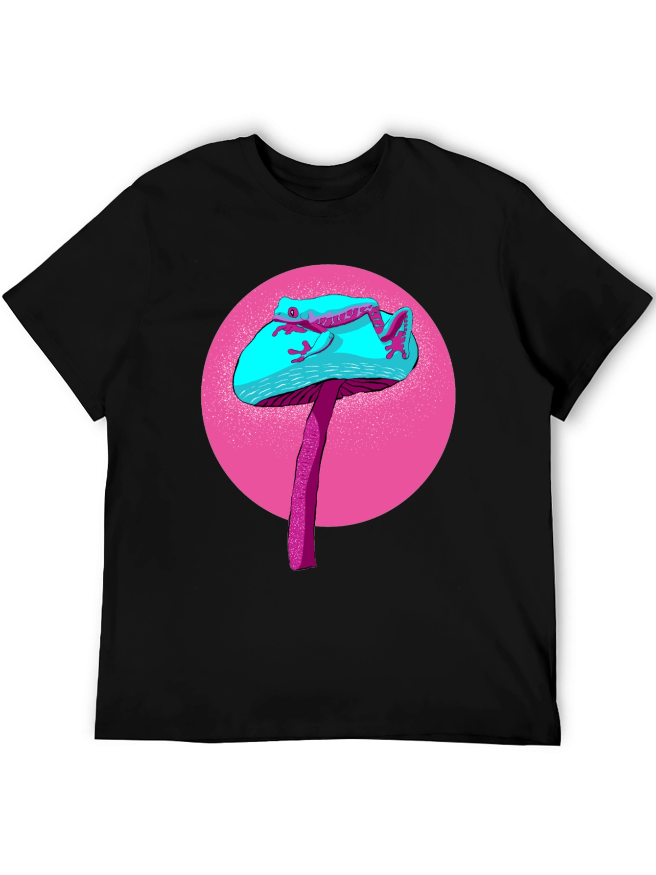 Frog on Mushroom Graphic Tee - Black