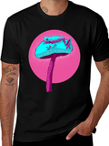 Frog on Mushroom Graphic Tee - Black