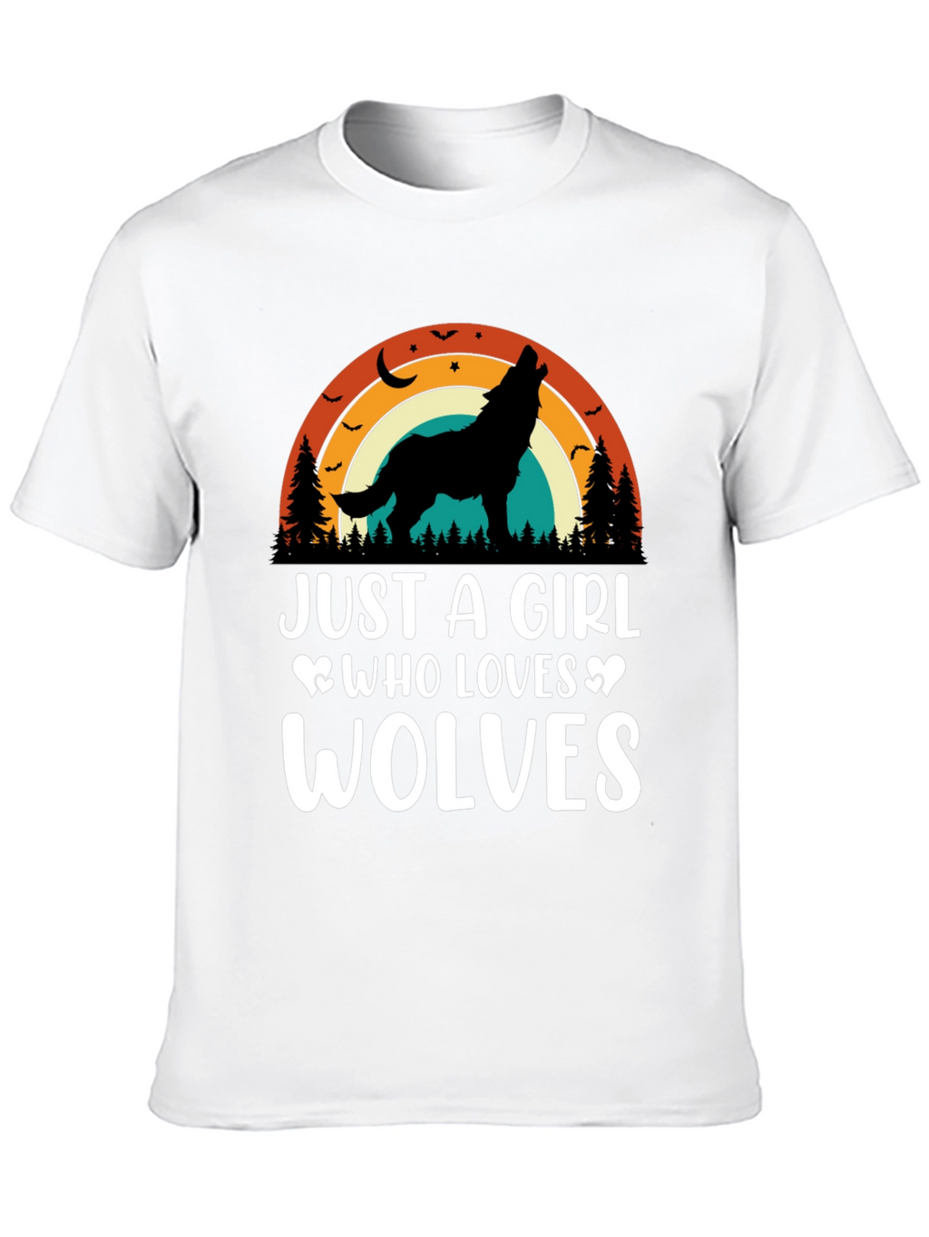Just A Girl Who Loves Wolves Black T-Shirt