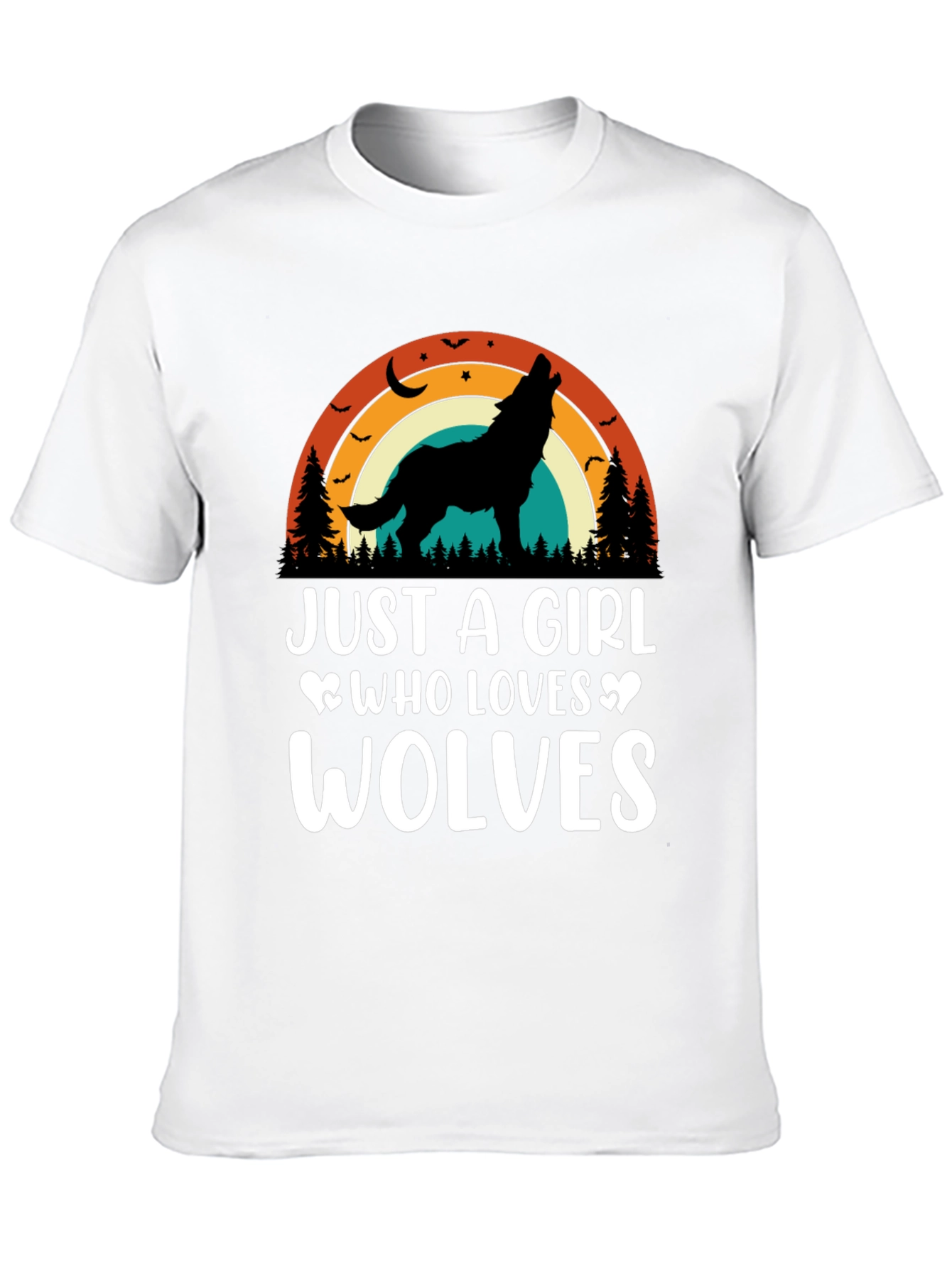 Just A Girl Who Loves Wolves Black T-Shirt
