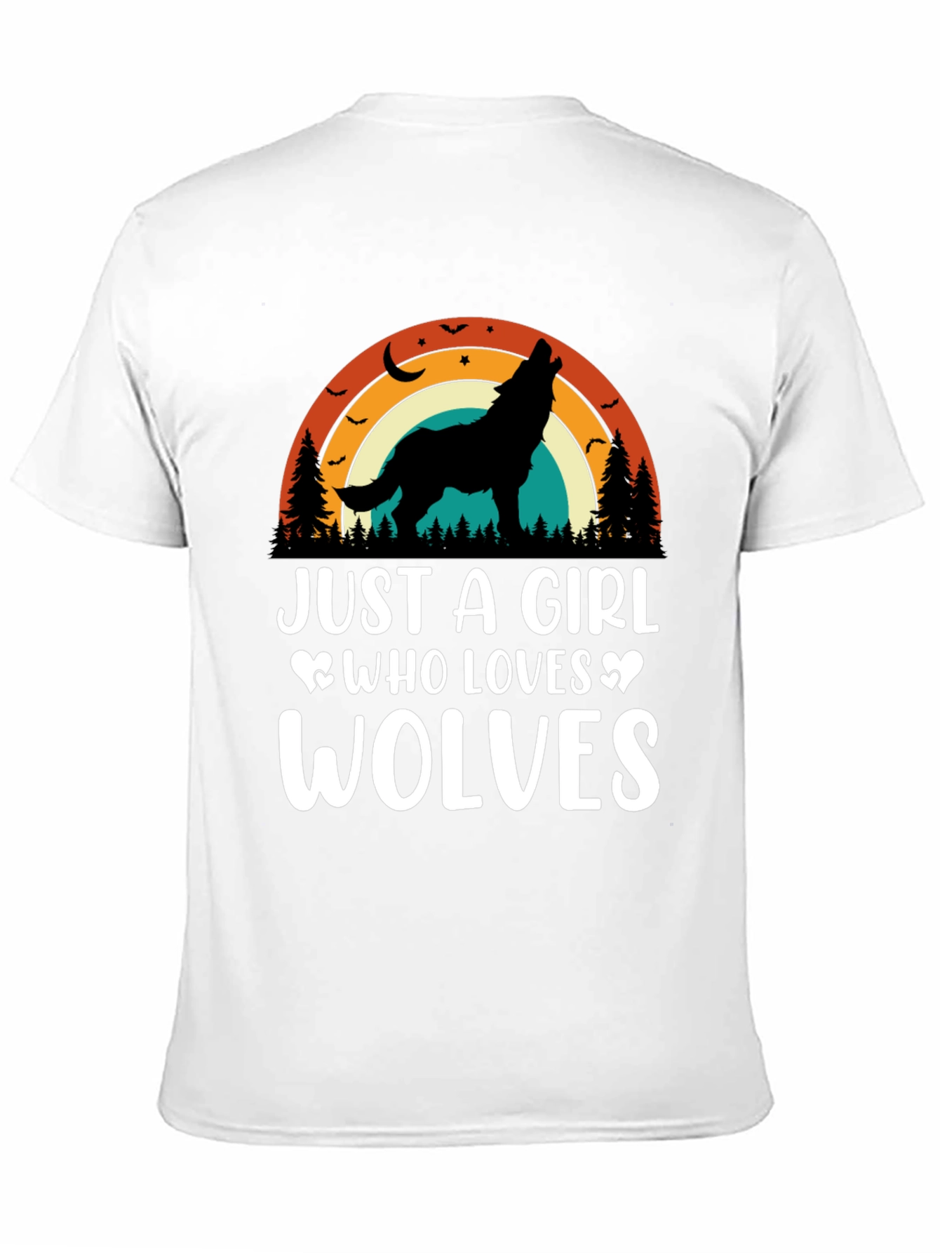 Just A Girl Who Loves Wolves Black T-Shirt