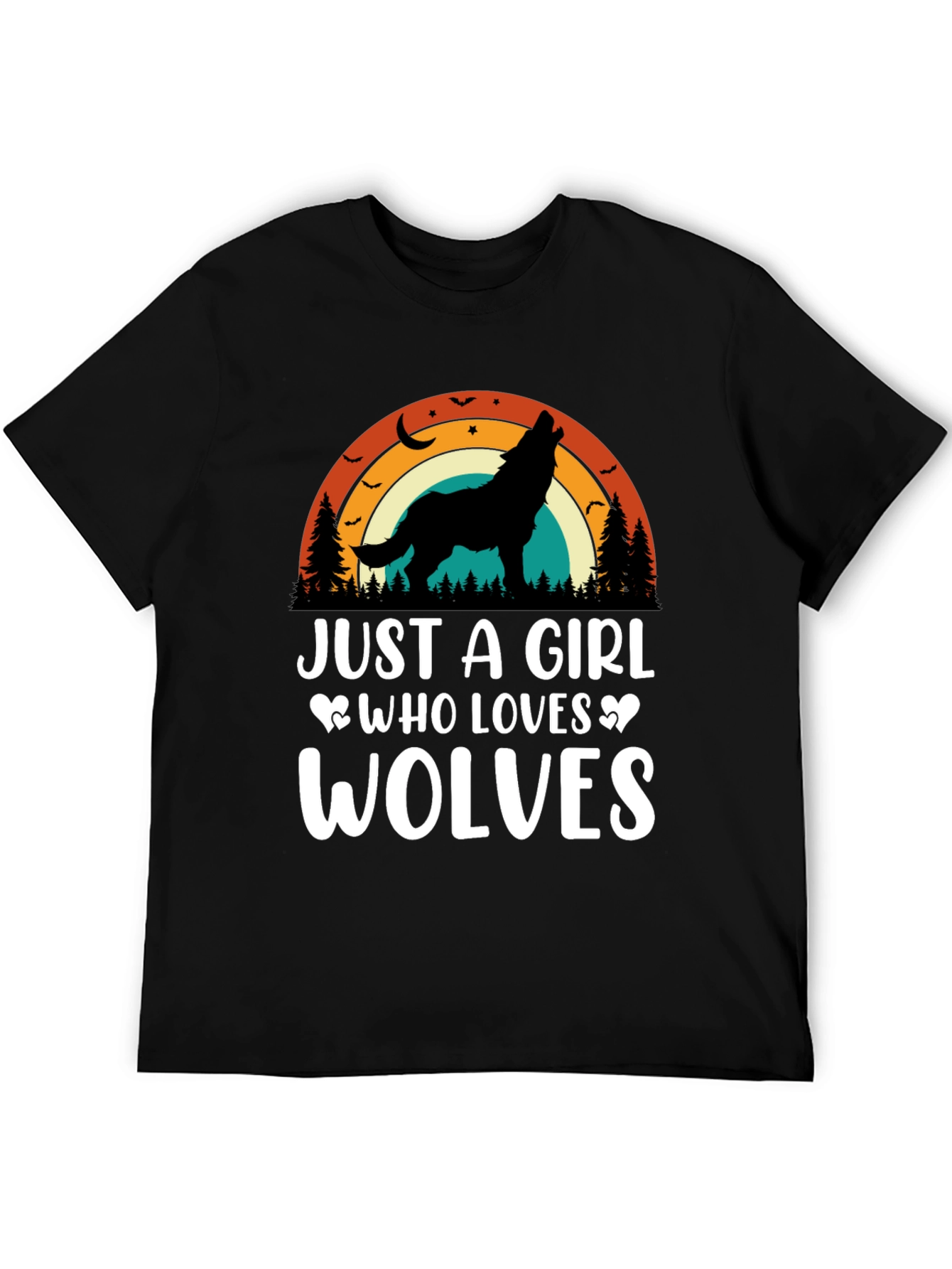 Just A Girl Who Loves Wolves Black T-Shirt