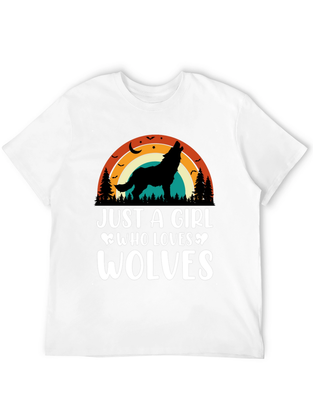 Just A Girl Who Loves Wolves Black T-Shirt