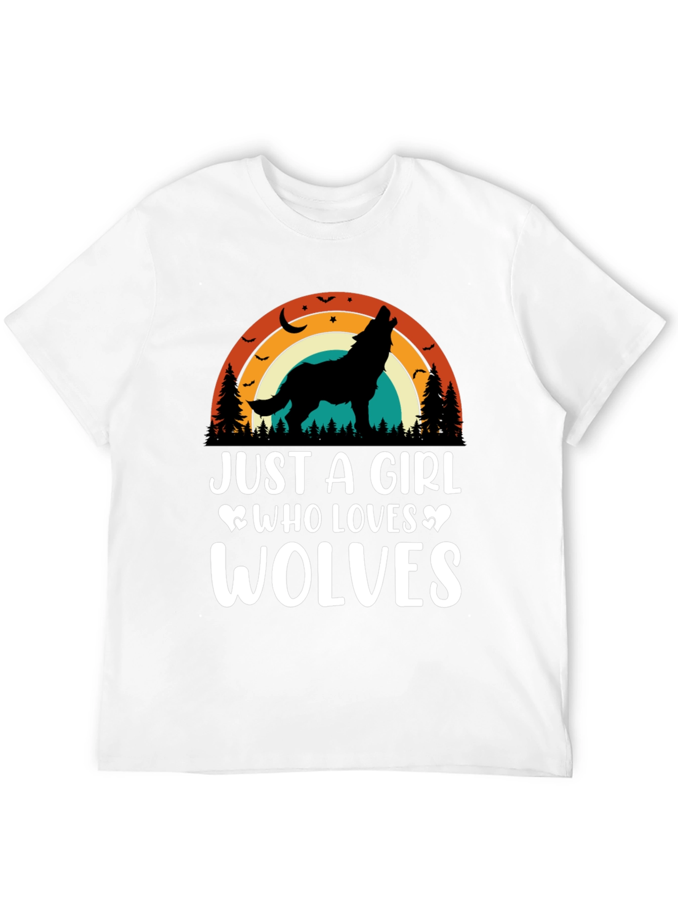 Just A Girl Who Loves Wolves Black T-Shirt