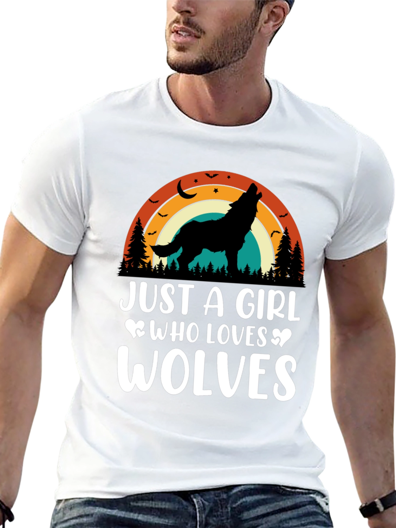 Just A Girl Who Loves Wolves Black T-Shirt