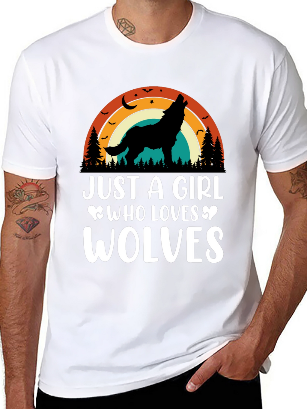 Just A Girl Who Loves Wolves Black T-Shirt
