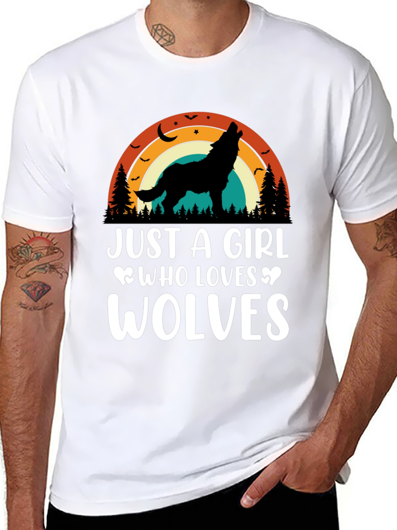 Just A Girl Who Loves Wolves Black T-Shirt