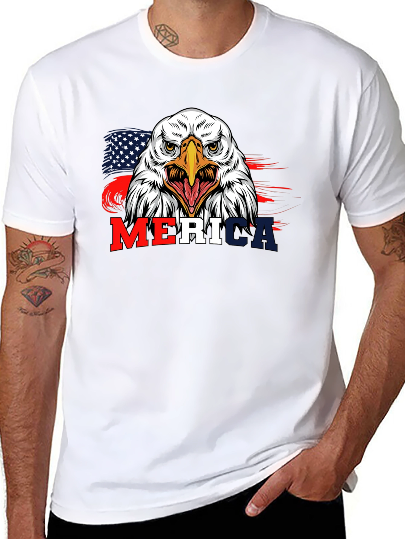 Patriotic Eagle Merica Graphic T-Shirt