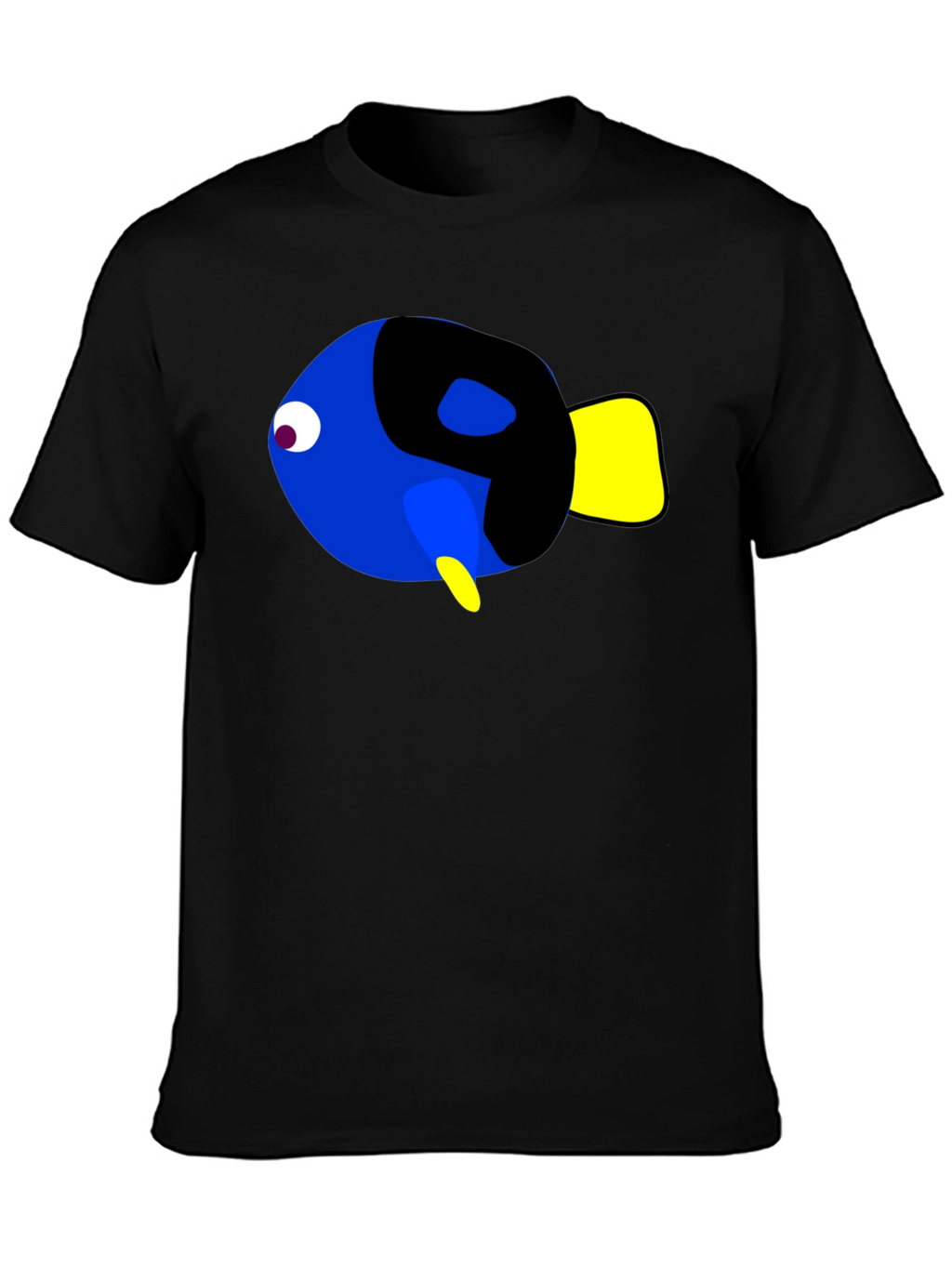 Cartoon Fish Graphic Black T-Shirt