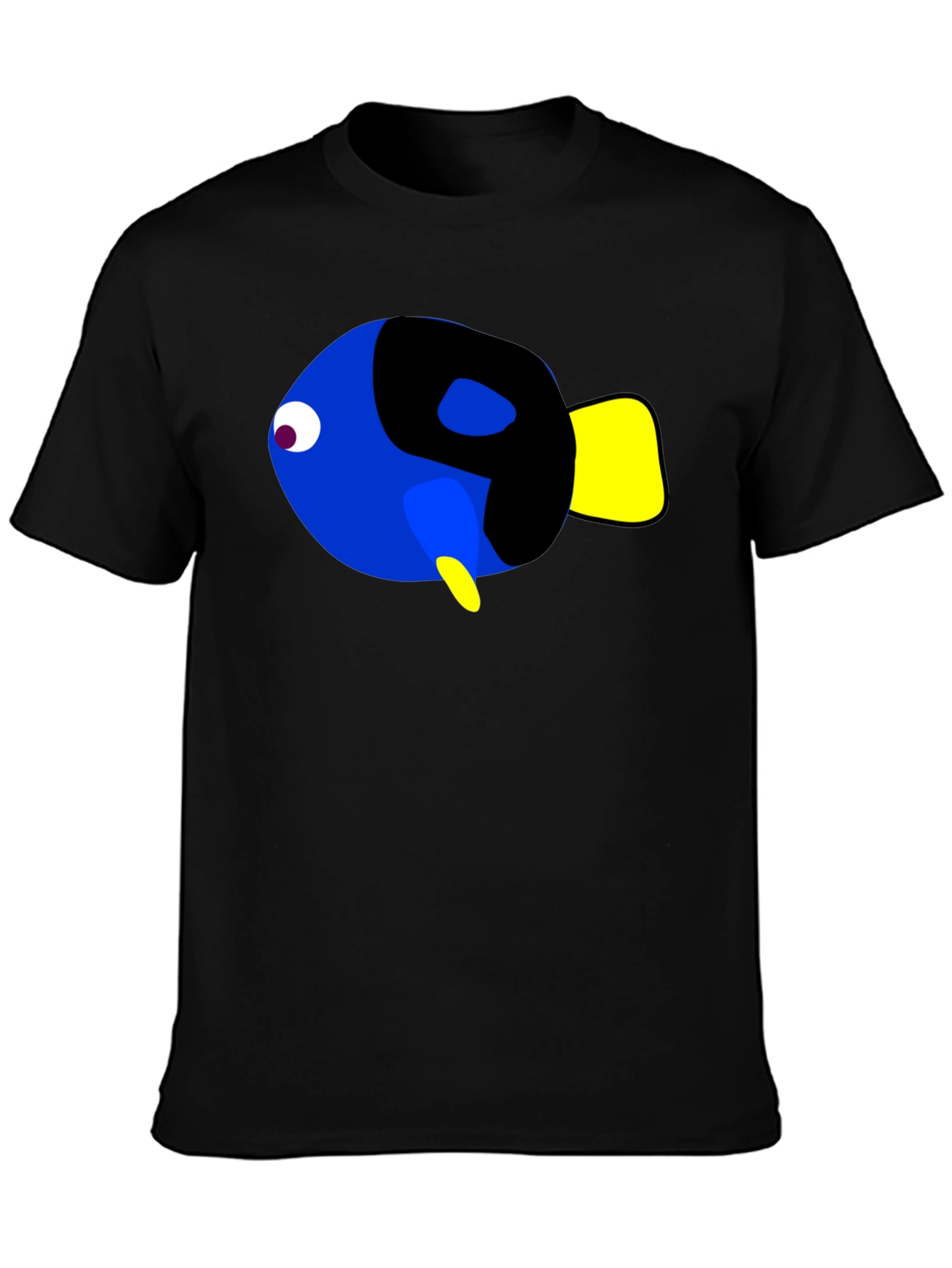 Cartoon Fish Graphic Black T-Shirt