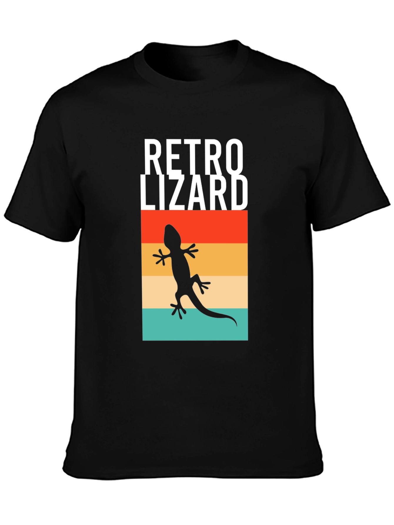 Retro Lizard Graphic Tee - Black Cotton T-Shirt