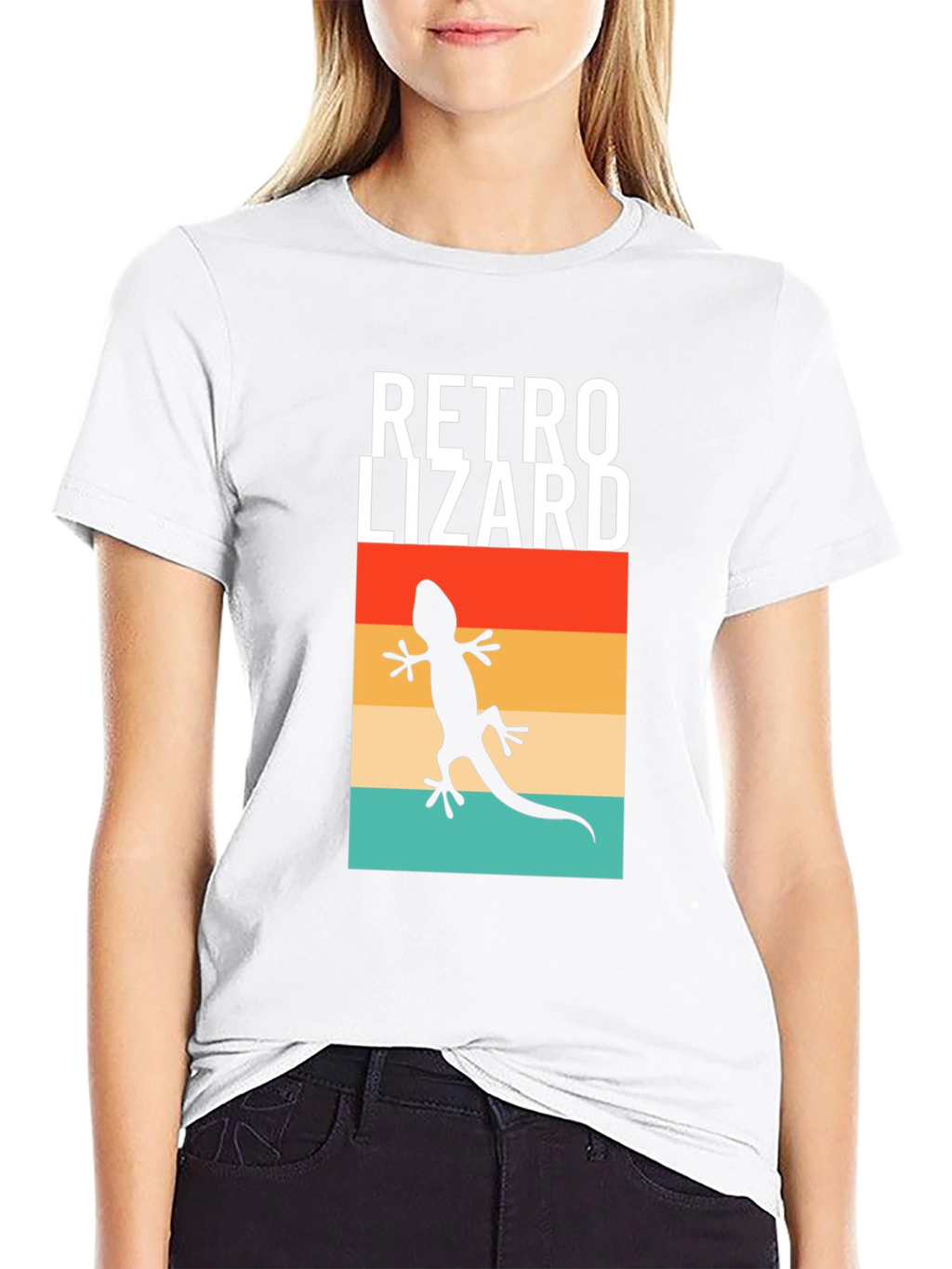Retro Lizard Graphic Tee - Black Cotton T-Shirt