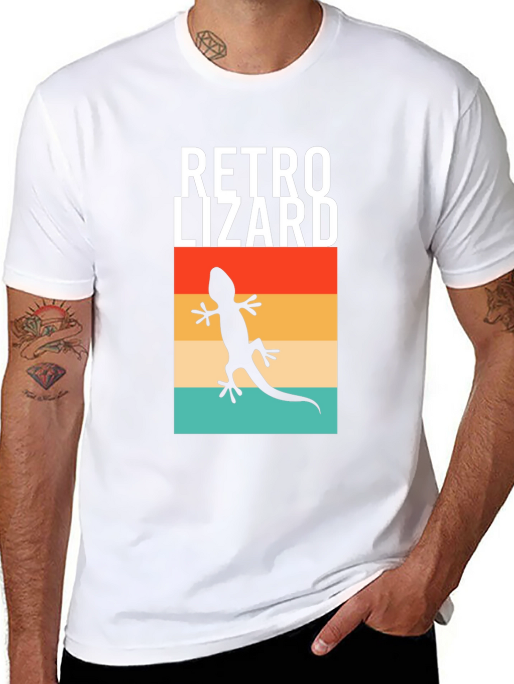 Retro Lizard Graphic Tee - Black Cotton T-Shirt