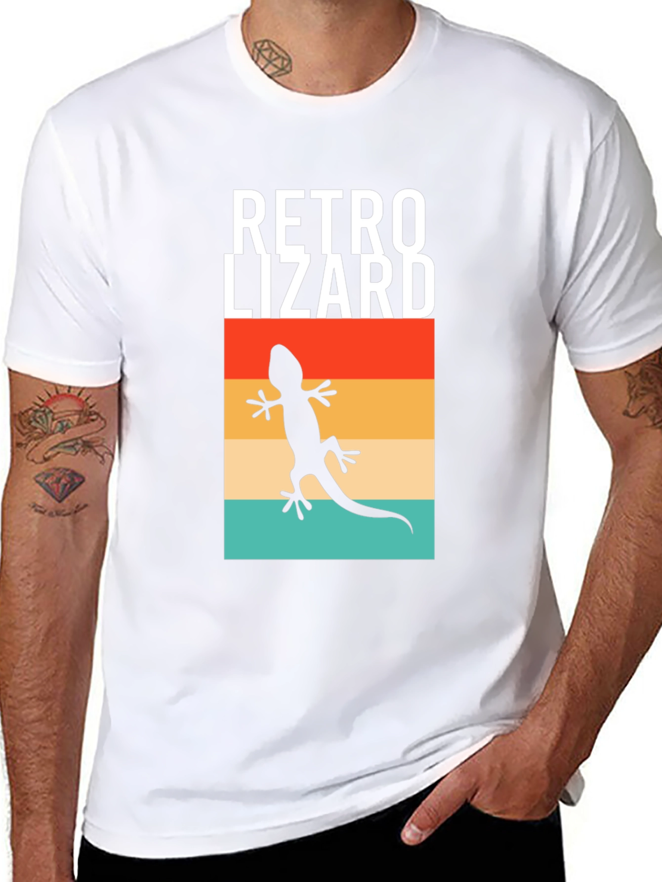 Retro Lizard Graphic Tee - Black Cotton T-Shirt