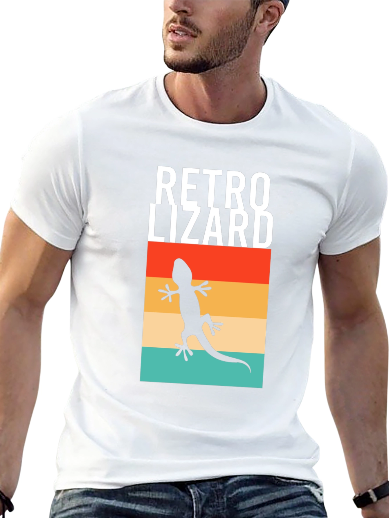 Retro Lizard Graphic Tee - Black Cotton T-Shirt
