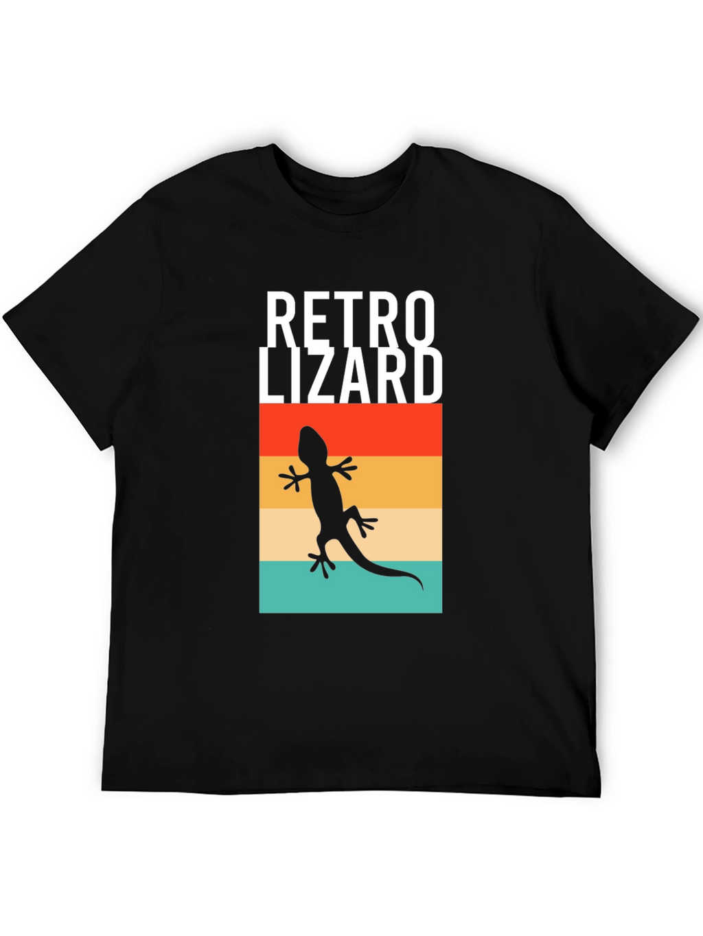 Retro Lizard Graphic Tee - Black Cotton T-Shirt