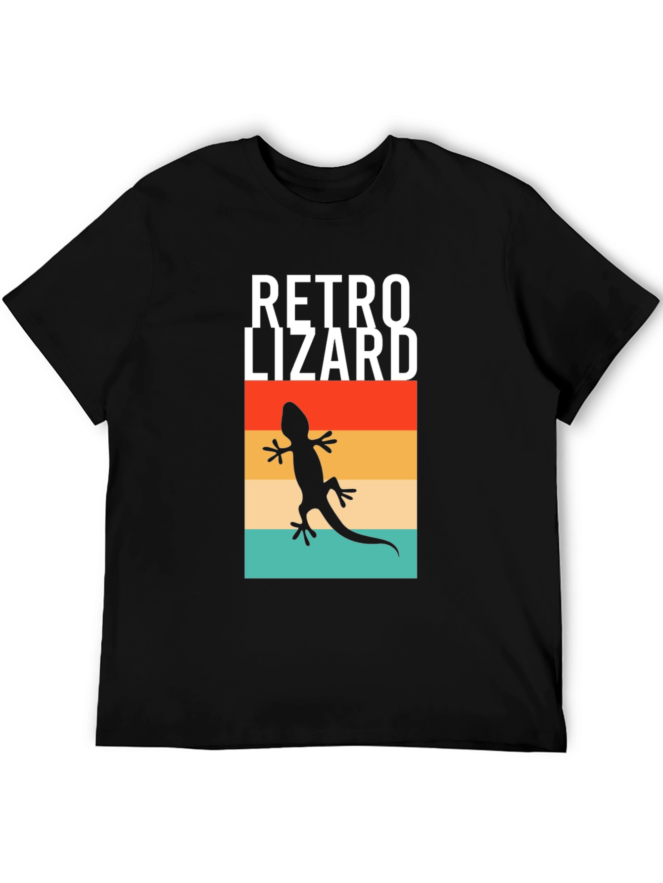 Retro Lizard Graphic Tee - Black Cotton T-Shirt