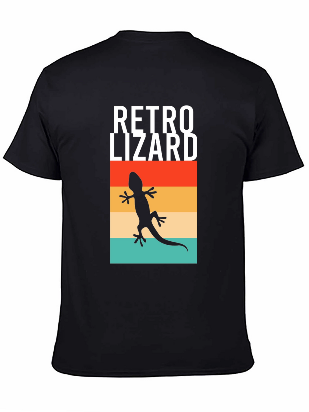 Retro Lizard Graphic Tee - Black Cotton T-Shirt