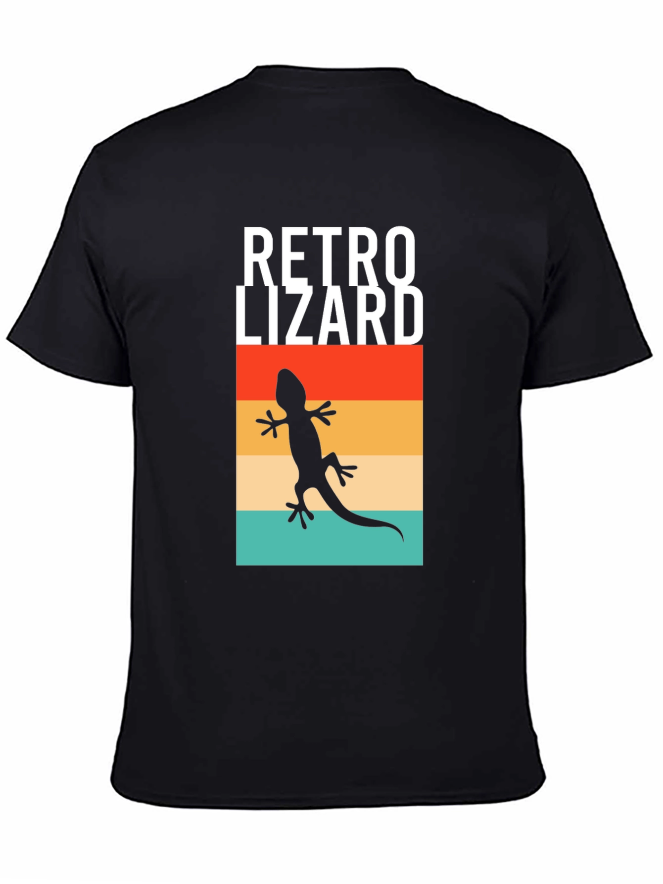 Retro Lizard Graphic Tee - Black Cotton T-Shirt