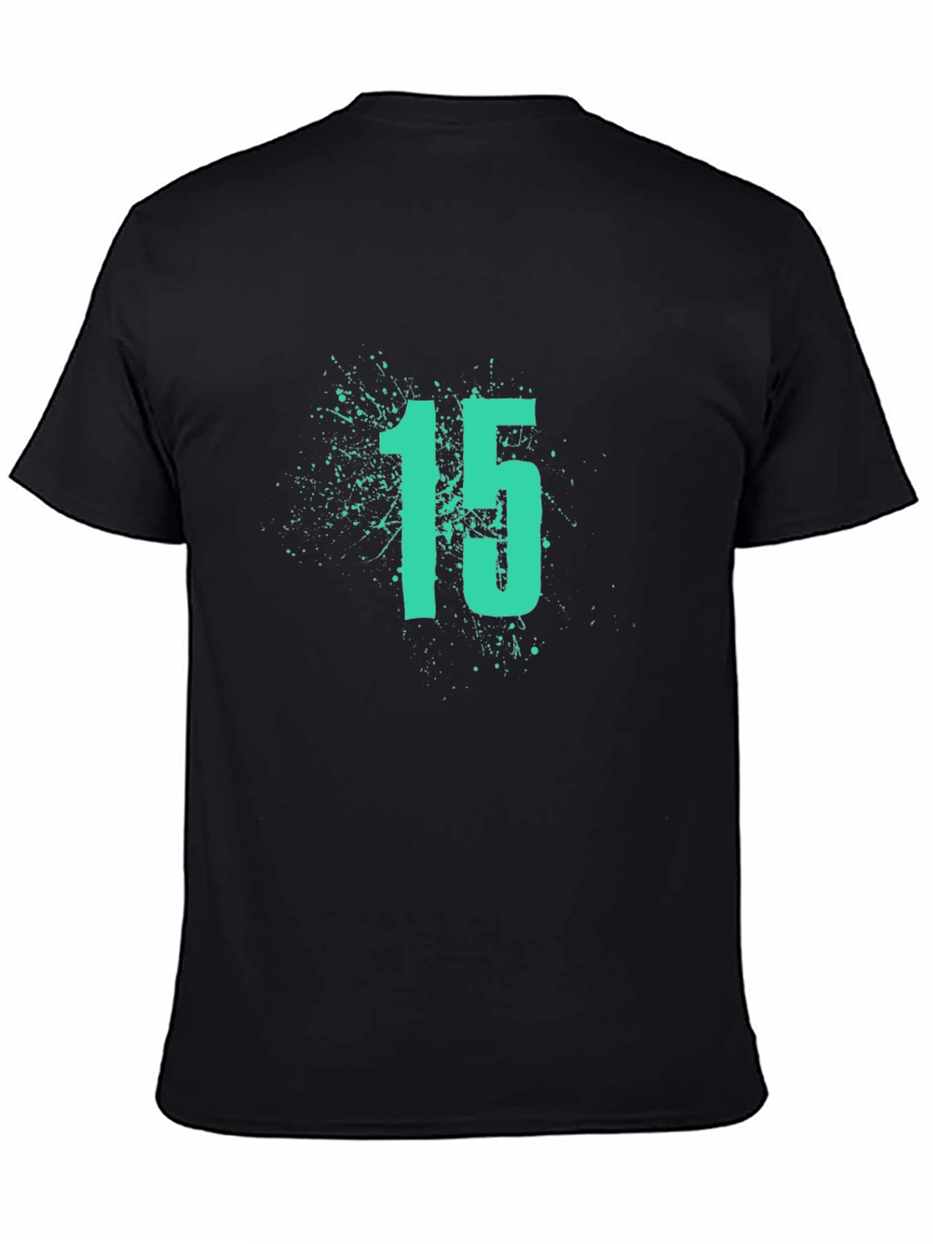 Mens Black T-Shirt with Number 15 Graphic