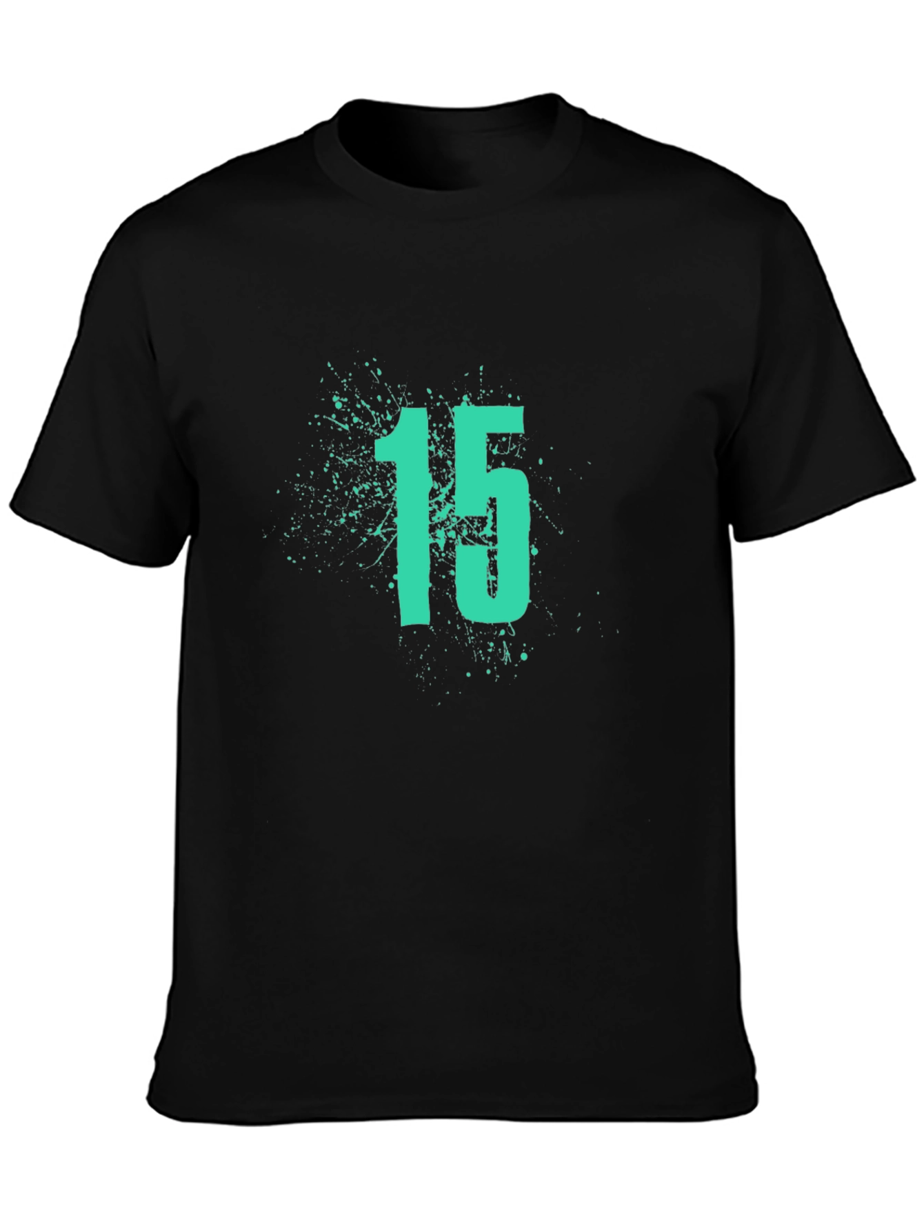 Mens Black T-Shirt with Number 15 Graphic