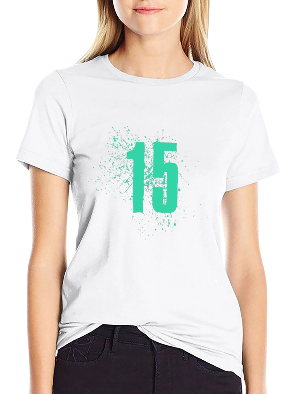Mens Black T-Shirt with Number 15 Graphic