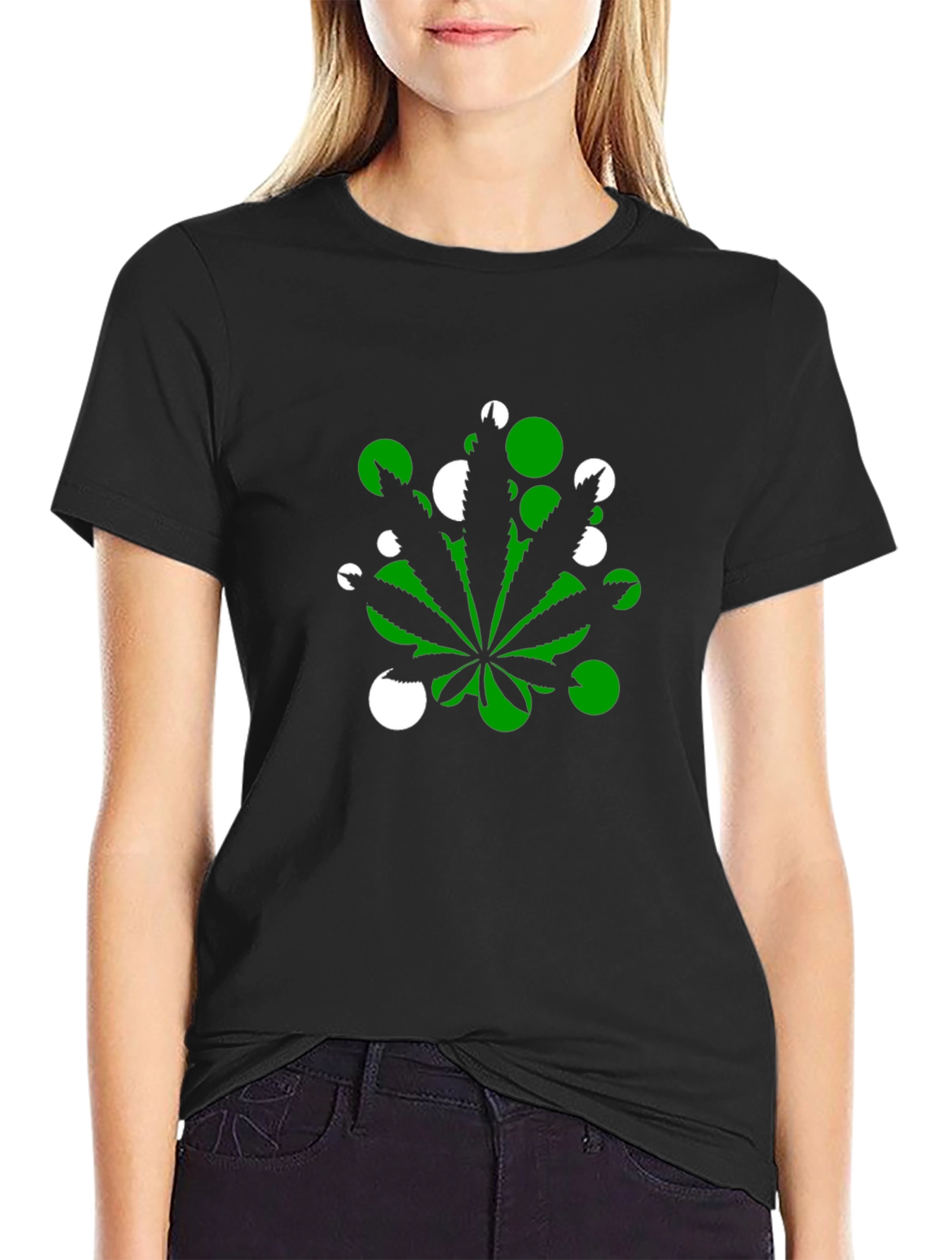 Marijuana Leaf T-Shirt - Green & White