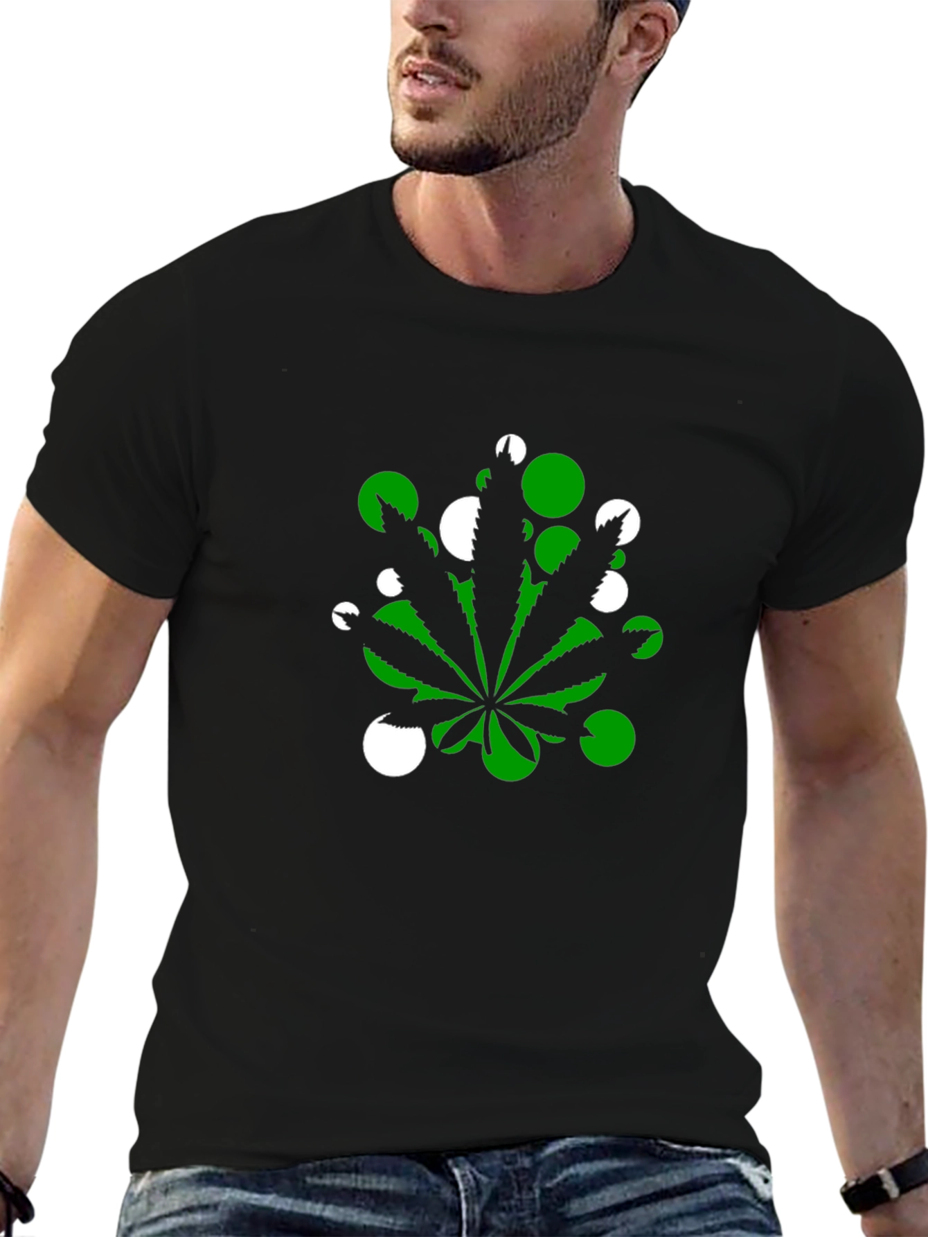 Marijuana Leaf T-Shirt - Green & White
