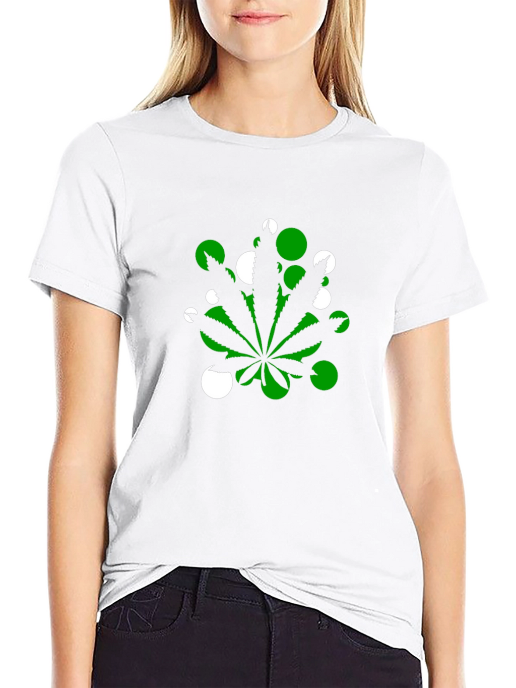 Marijuana Leaf T-Shirt - Green & White