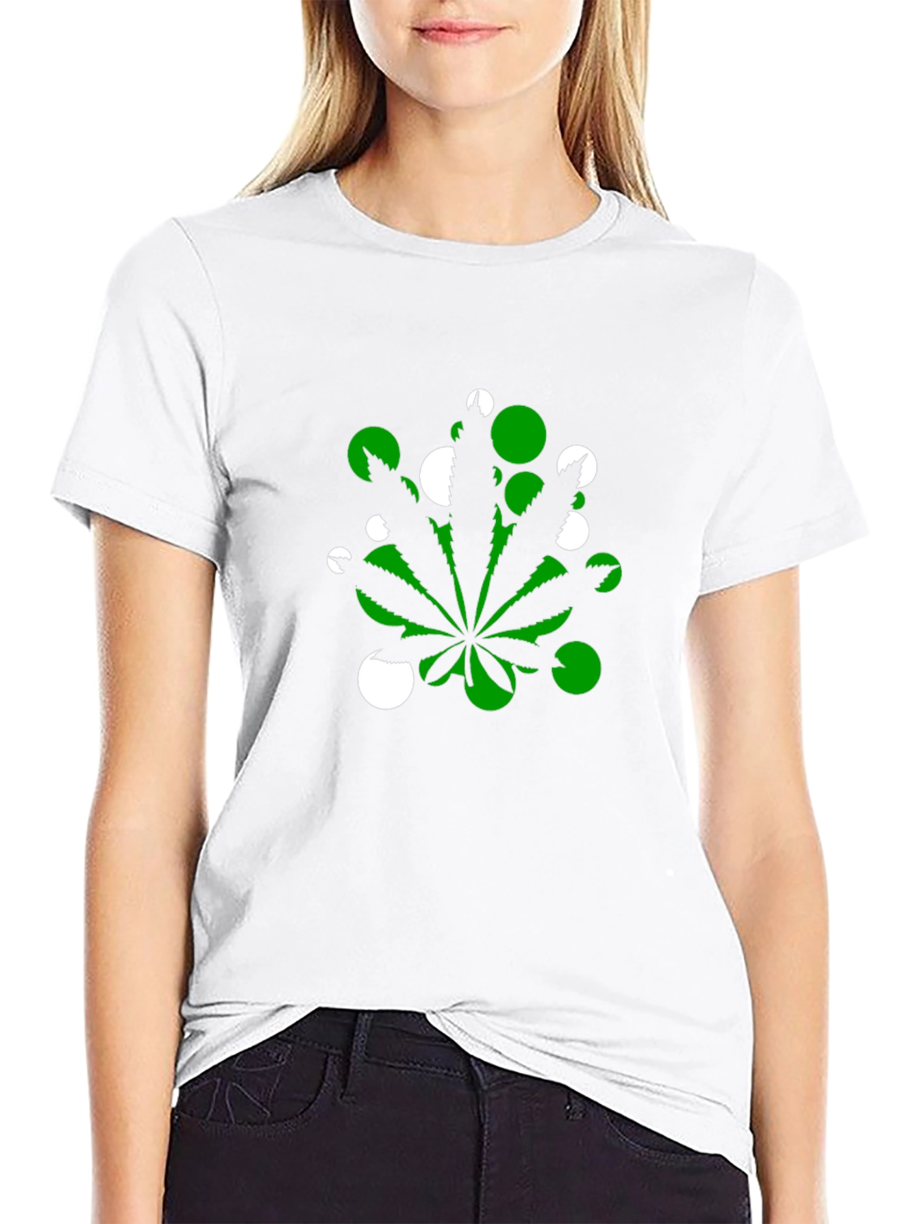Marijuana Leaf T-Shirt - Green & White