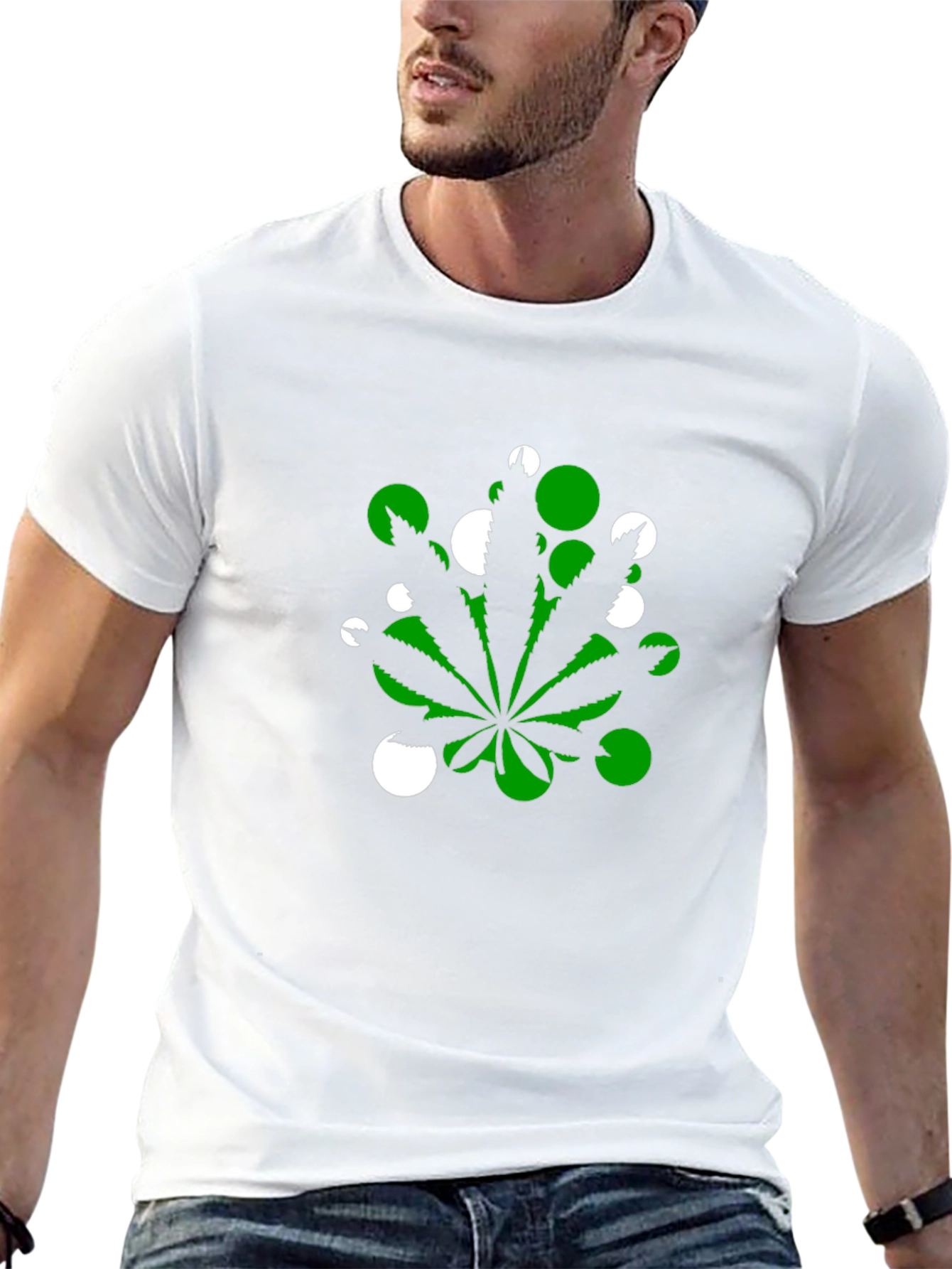 Marijuana Leaf T-Shirt - Green & White