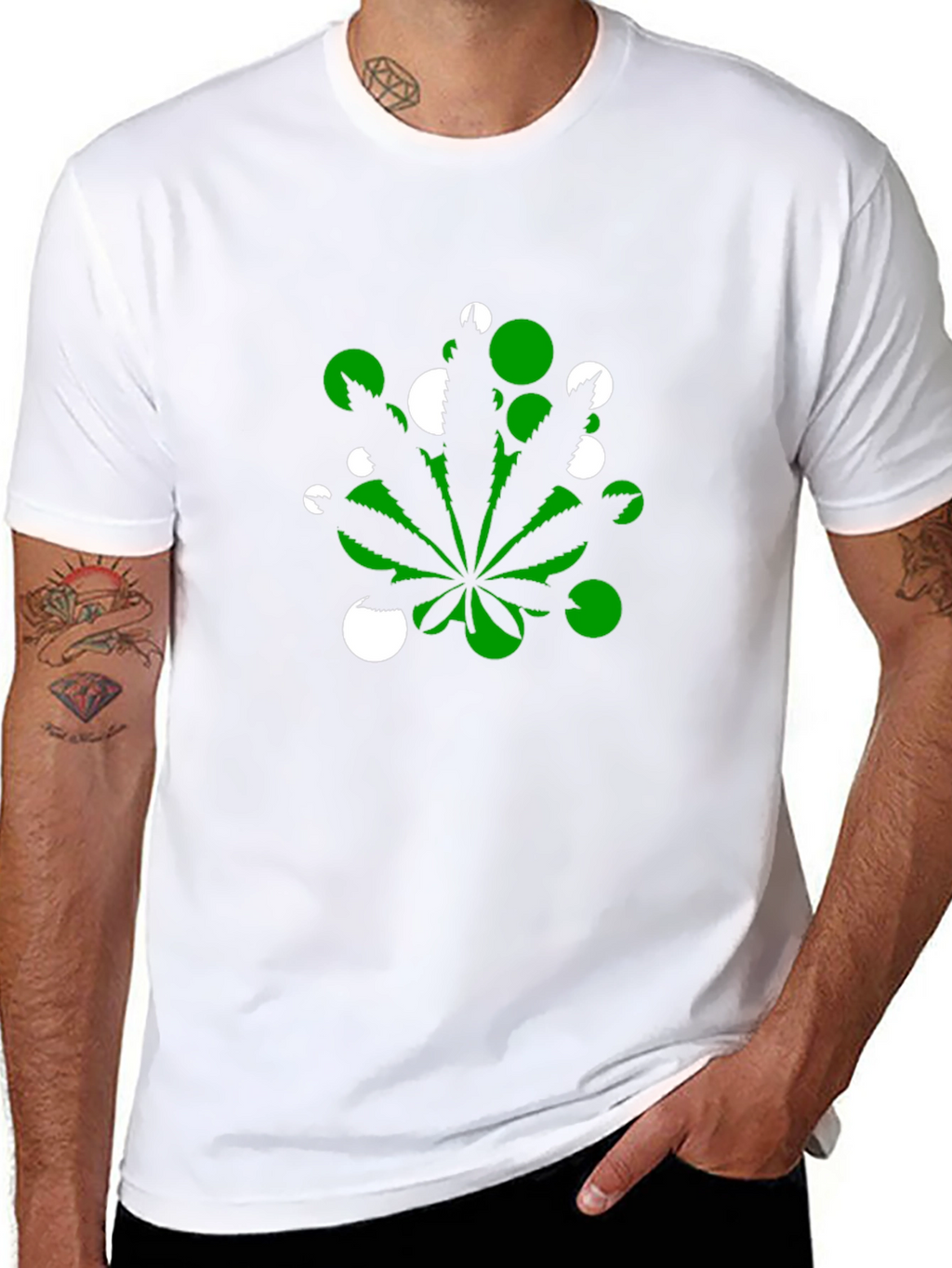 Marijuana Leaf T-Shirt - Green & White