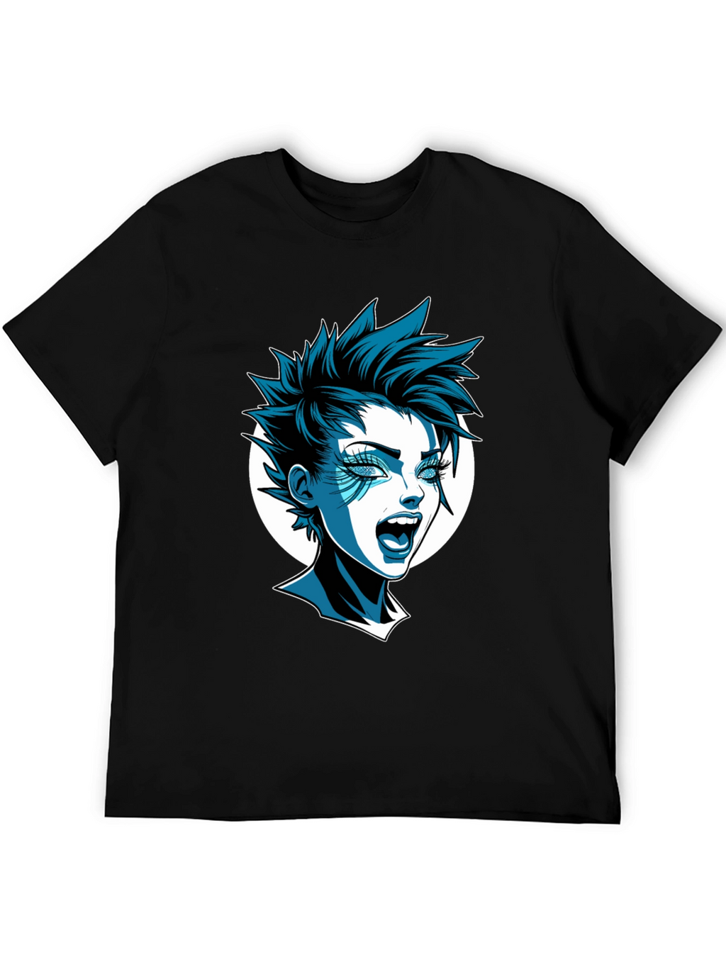 Edgy Cartoon Graphic Tee - Black