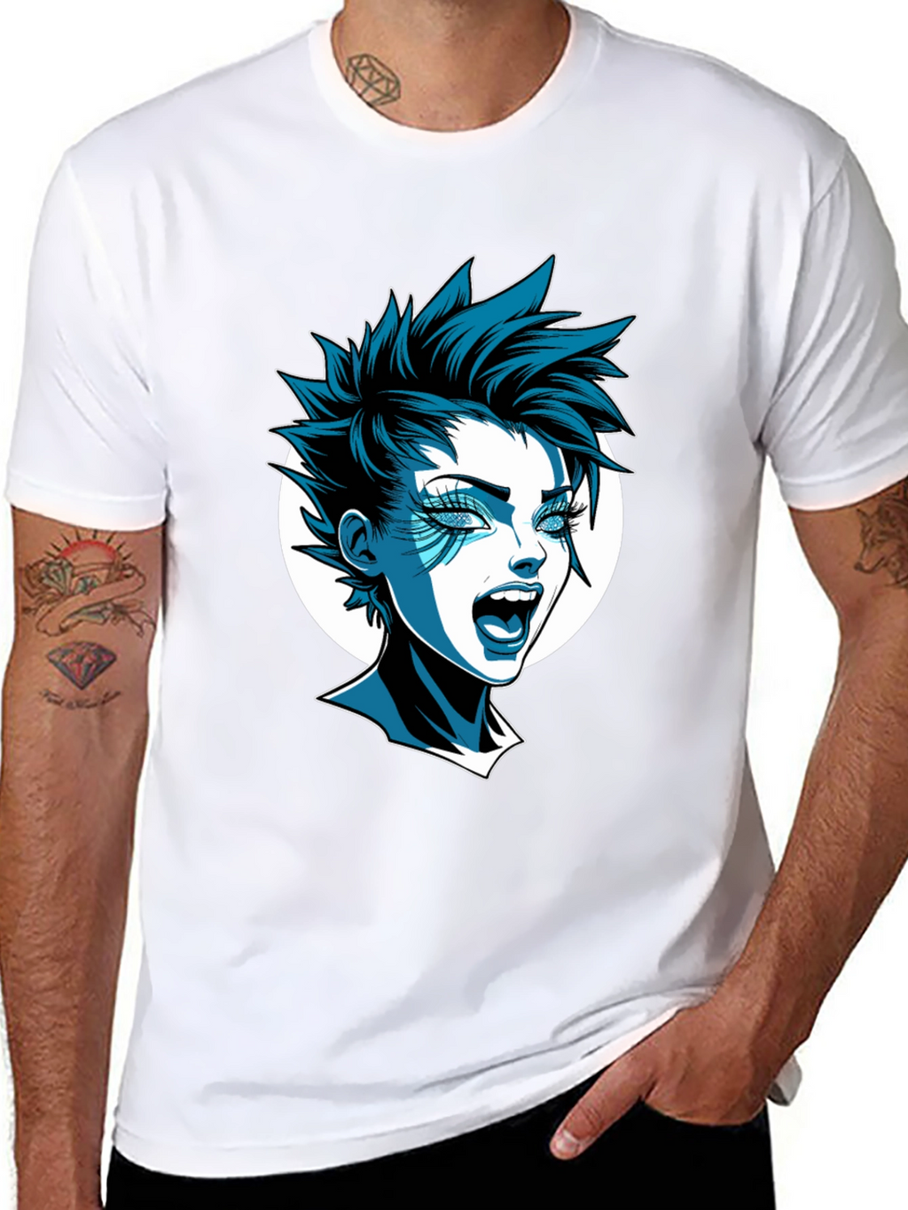 Edgy Cartoon Graphic Tee - Black