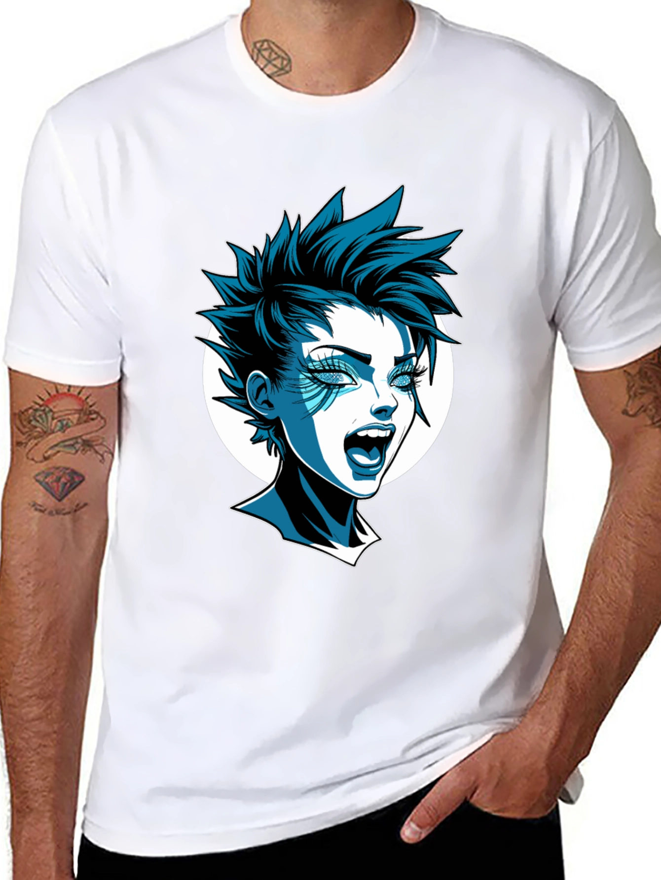 Edgy Cartoon Graphic Tee - Black