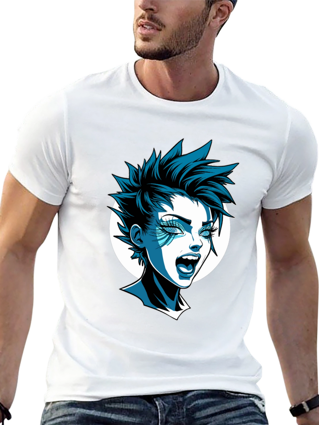 Edgy Cartoon Graphic Tee - Black