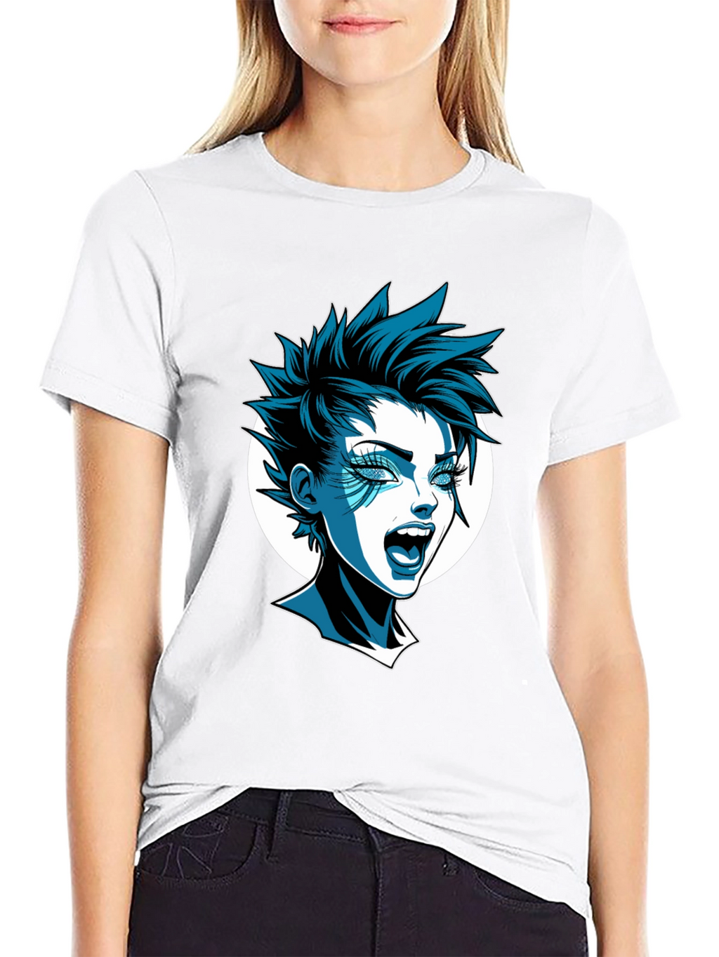 Edgy Cartoon Graphic Tee - Black