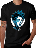 Edgy Cartoon Graphic Tee - Black