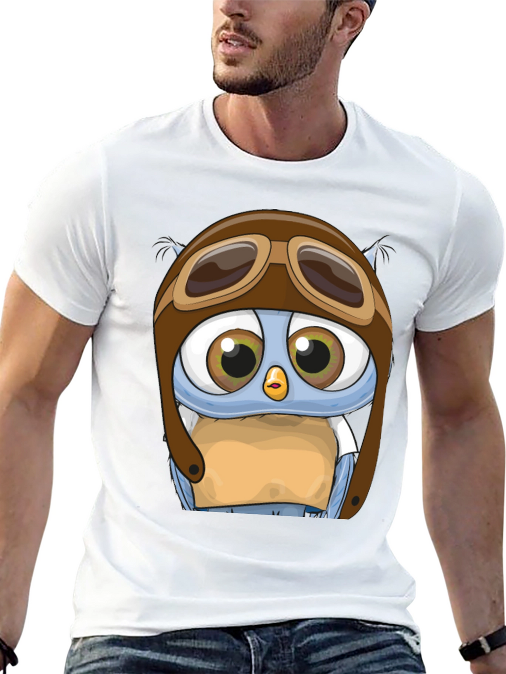 Pilot Owl T-Shirt - Cartoon Aviator Design