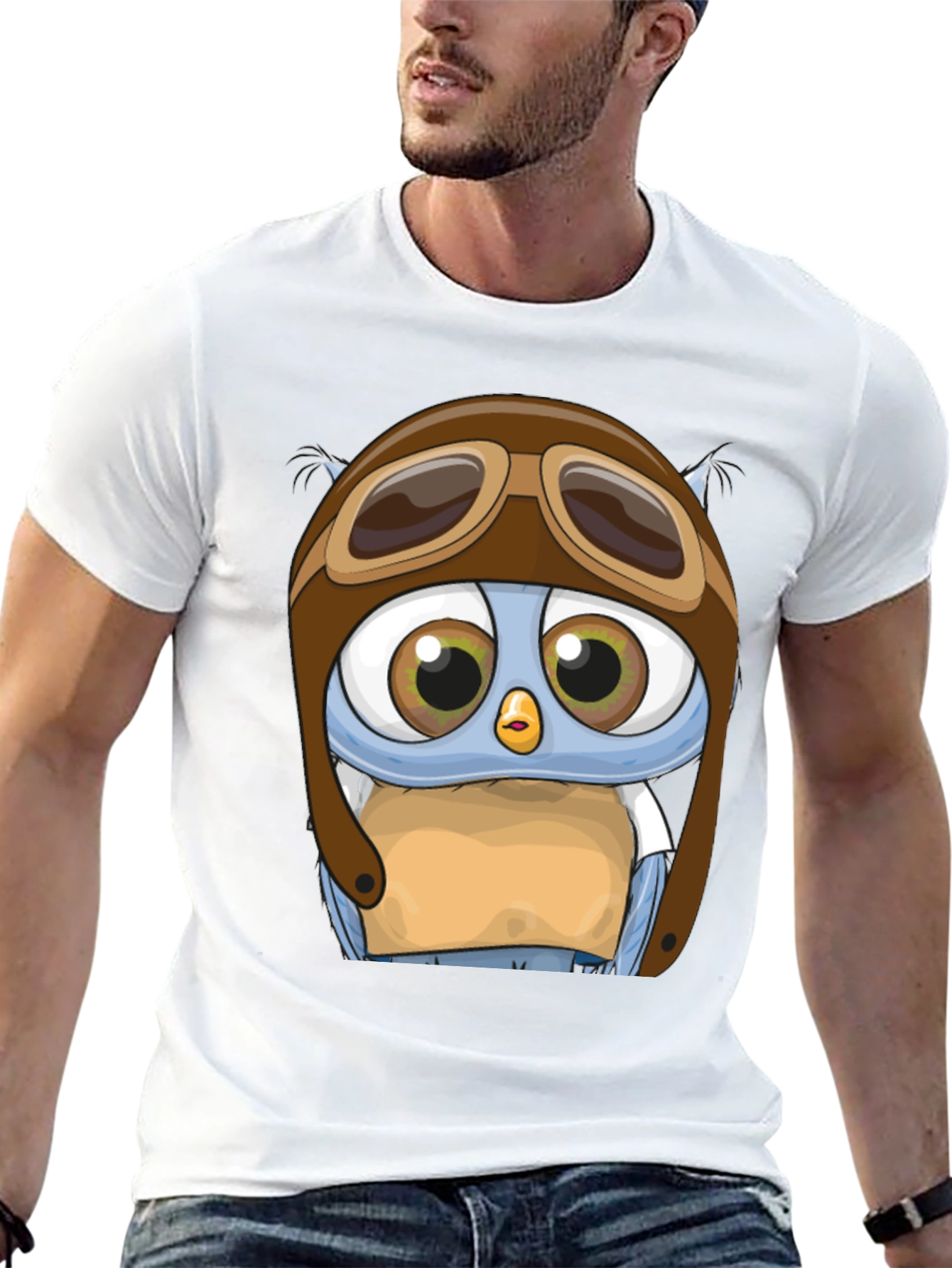 Pilot Owl T-Shirt - Cartoon Aviator Design