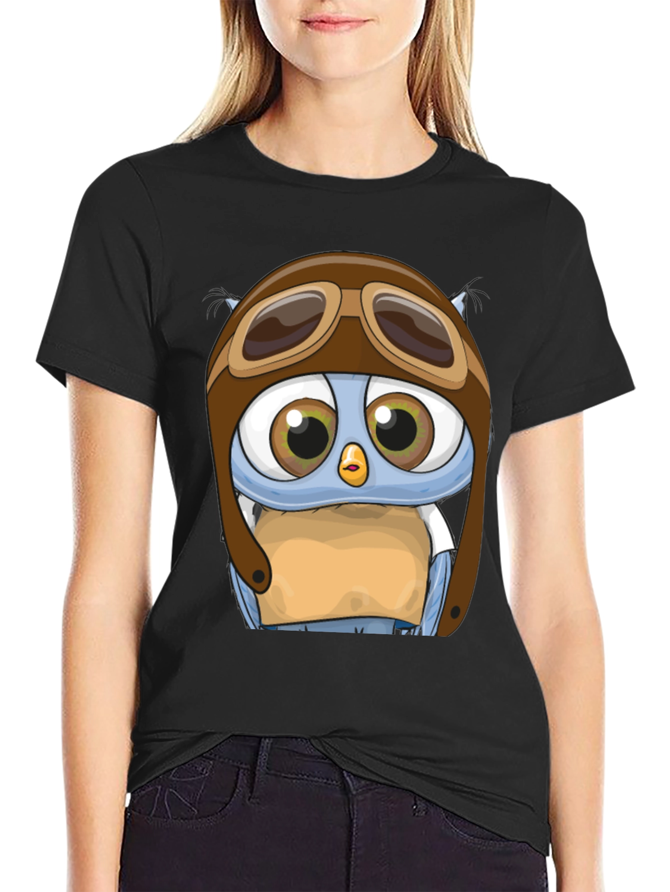 Pilot Owl T-Shirt - Cartoon Aviator Design