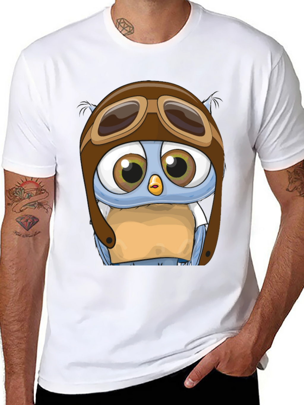 Pilot Owl T-Shirt - Cartoon Aviator Design
